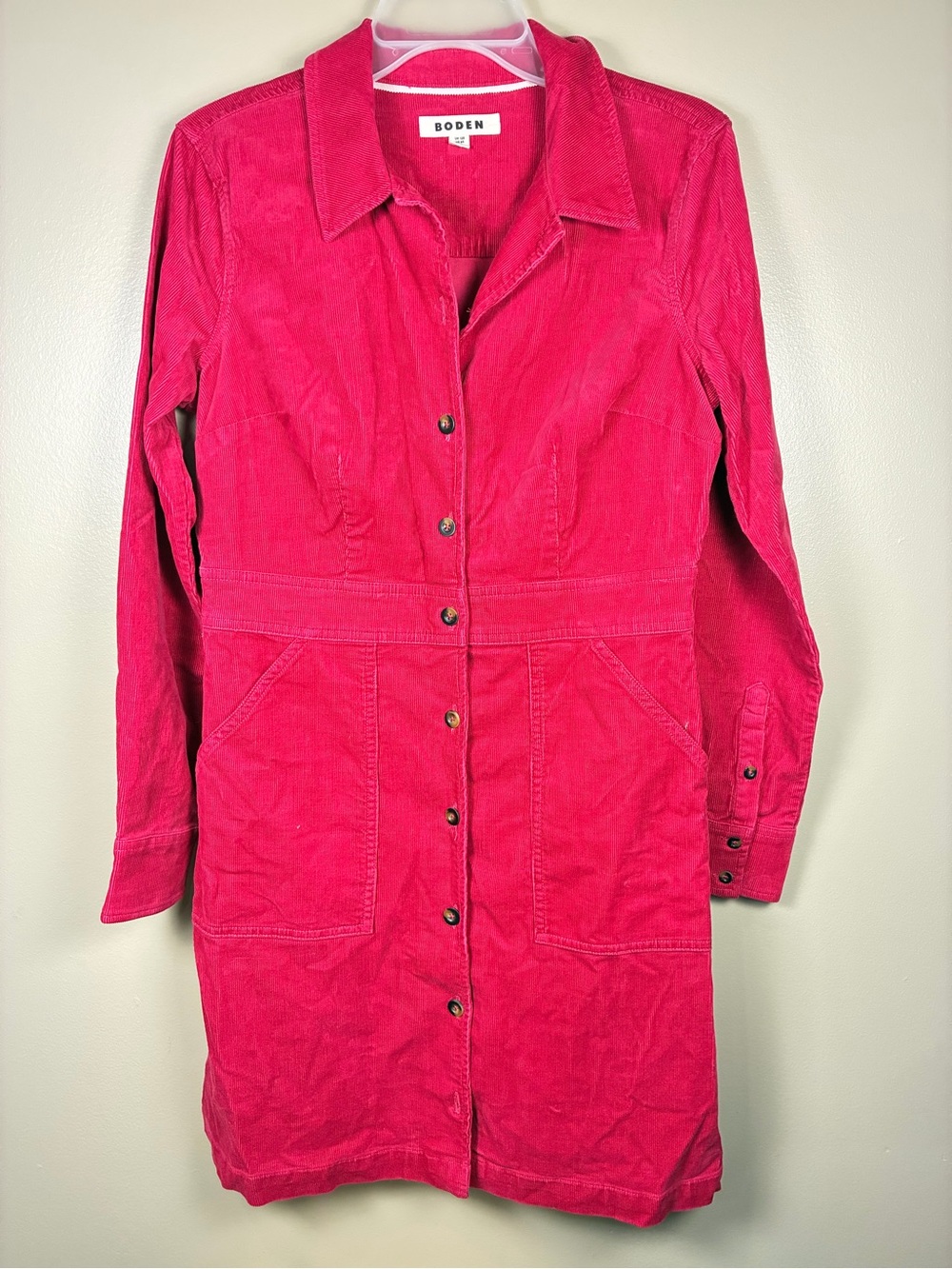 Boden Fora Cord Button Front Shirt Dress - Picture 2 of 14